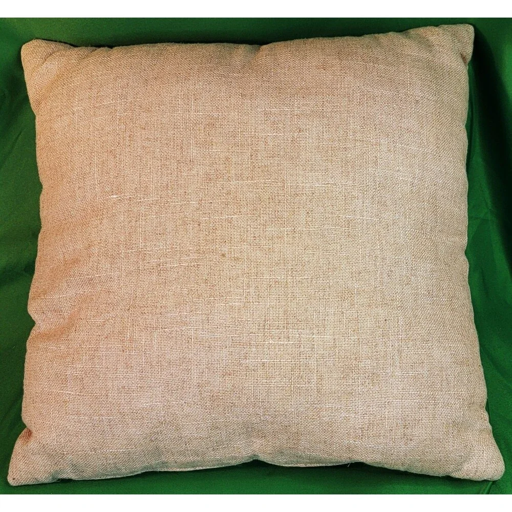 St Nicolas Square Red Cardinal Decorative Embroidered Applique Pillow Burlap 16